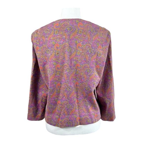 A Leslie Faye Original Purple Pink Green Bracelet Sleeve Blazer Jacket Medium? - Picture 2 of 9